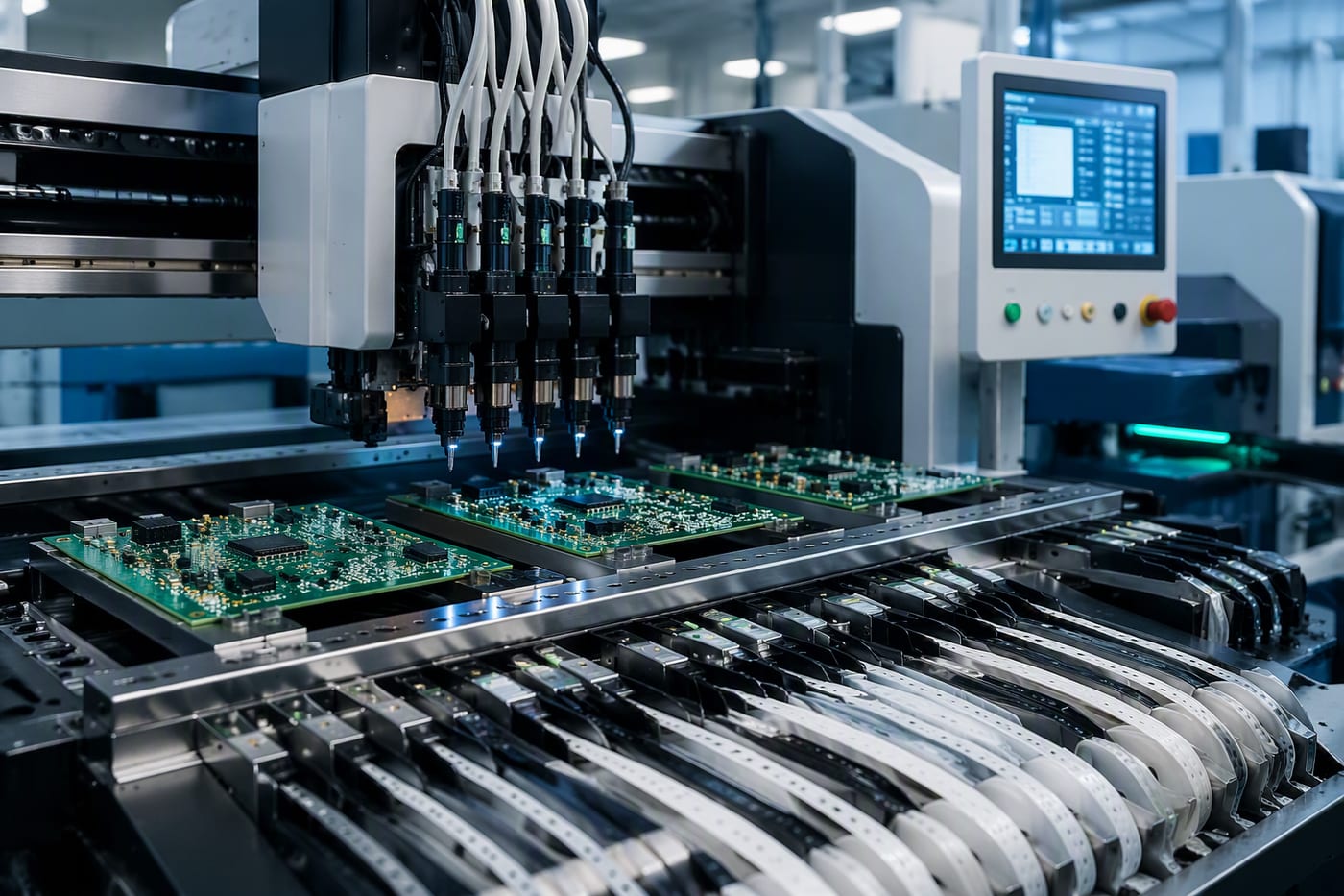Electronic assembly line with PCB boards